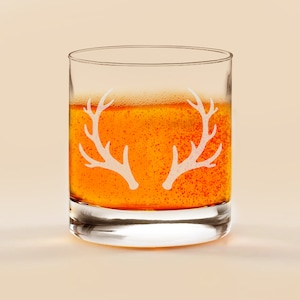 Engraved Deer Antler Whiskey Glass, Gift Idea for Men
