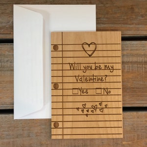 Ich liebe dich Karte, Holzkarte, Echtholzkarte - Be My Valentine, Jubiläumskarte, Geburtstagskarte, Valentinstagskarte, süße Karte