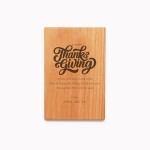 Gepersonaliseerde Happy Thanksgiving houten kaart gegraveerd voor vrienden en familie