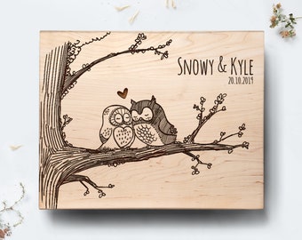 Personalisierte Eule Schneidebrett Holz Geschenk für Paar