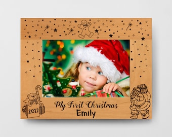 My first christmas picture frame, personalized engraved photo frame. Babys first christmas gift for kids, gift idea for christmas