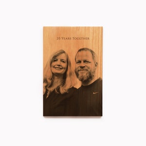 Tarjeta de madera con foto personalizada / Regalo de aniversario de 20 años para el esposo
