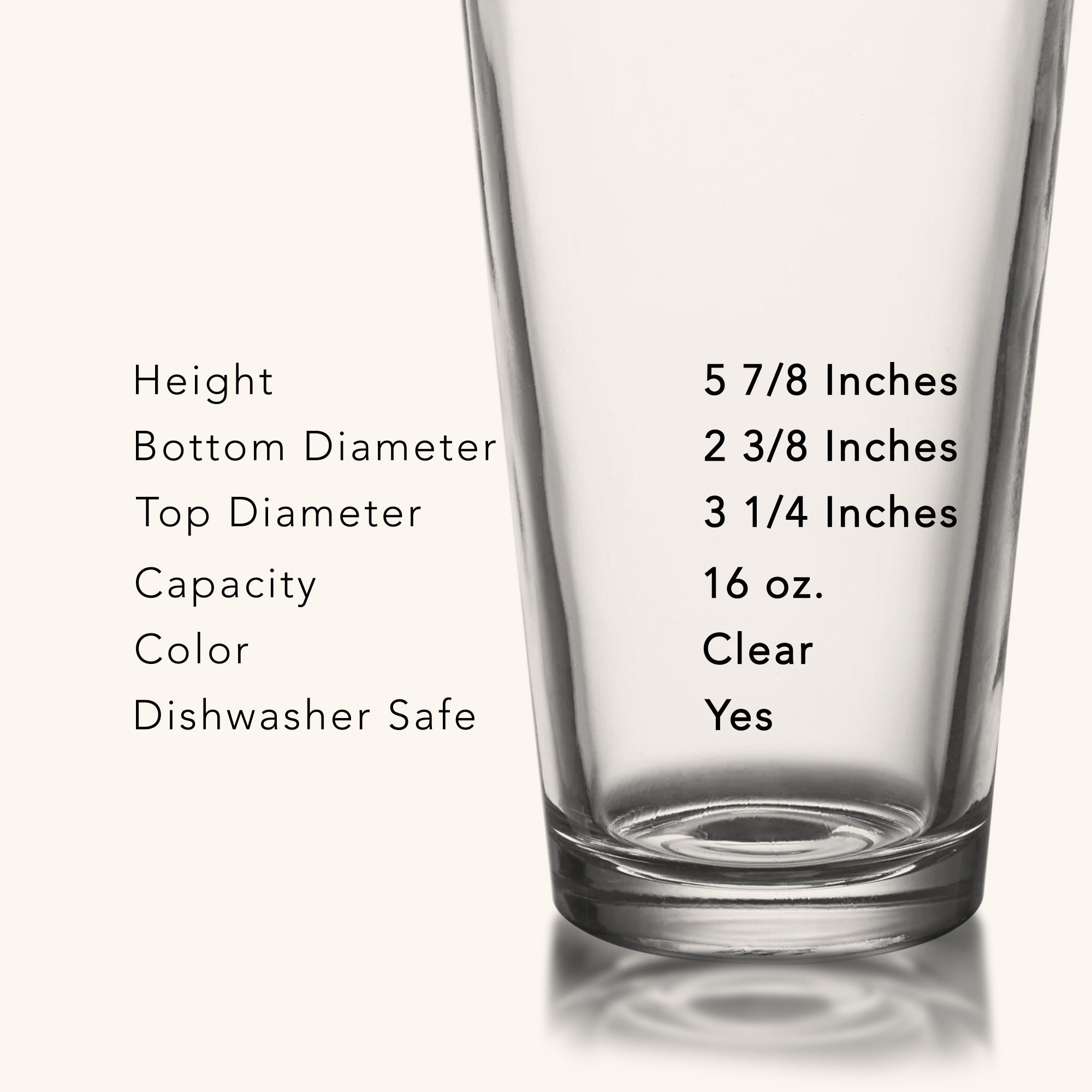 16 oz Conical Pint Glass - 3 1/2 x 3 1/2 x 5 3/4 