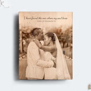 Custom Wedding Portrait Engraved From Photo on Wood Cutting Board, Personalized Gift for Couple.