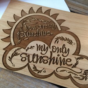 Ich liebe dich Karte, Holzkarte, Echtholzkarte-Du bist mein Sonnenschein, mein einziger Sonnenschein Geburtstagskarte, Valentinstagskarte, lustige Karte
