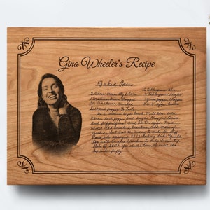 Personalized Engraved Recipe Cutting Board with Photo – Custom Gift for Mom, Grandma, Mother’s Day, Wedding Anniversary Keepsake