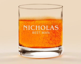 Groomsmen Personalized Etched Whiskey Glass 9 oz.