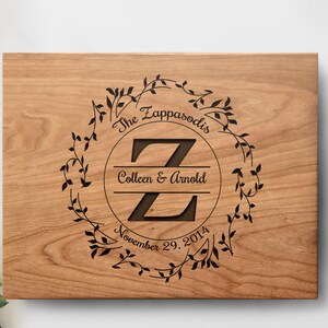 Personalized Cutting Board 14x11 : Monogram Vines Design, Thoughtful Wedding Gift, Anniversary Gift, Personalized Gift, Custom Cutting board