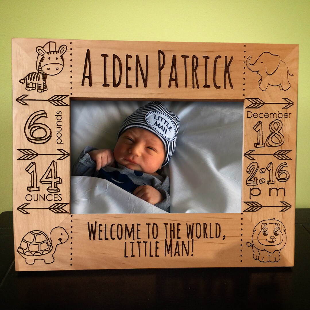 Personalized Engraved Newborn Baby Picture Frame. New Parent Gift Idea