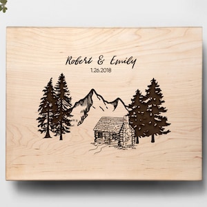 Personalized Cutting Board, Cabin, Cutting Board, Wedding Gift, Engagement Gift, Engraved Cutting Board, Wedding Gifts, Mountains, Trees