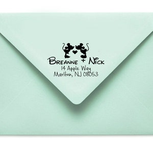 Personalized Return Address Wood Stamp - Wedding Self Inking Stamp