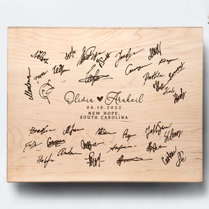 Engraved Wedding Guest Book Sign in Alternative on Natural Wood board for Couple, Personalized Home Decor 14x11.