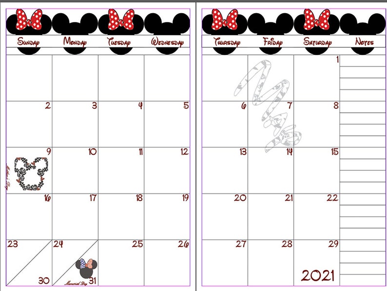 Disney themed 18 month Calendar June 2020 December 2021 2 ...