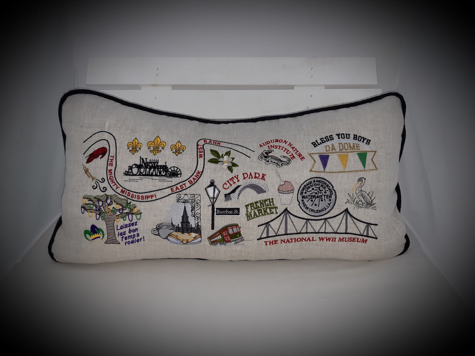 New Orleans Embroidered Pillow Etsy