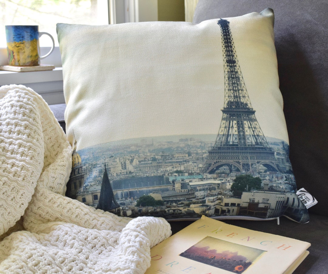 Paris Pillow, Paris Home Decor, Zipoff Pillow Cover, Eiffel Tower