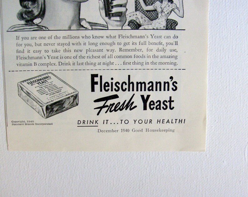 Fleischmann's Yeast Vintage Original 1940's Black Etsy