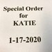 Katie reviewed Special Order for Katie