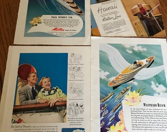 Hawaii Girl Lei Matson Lines 1938 Vintage Cruise Travel Brochure Print