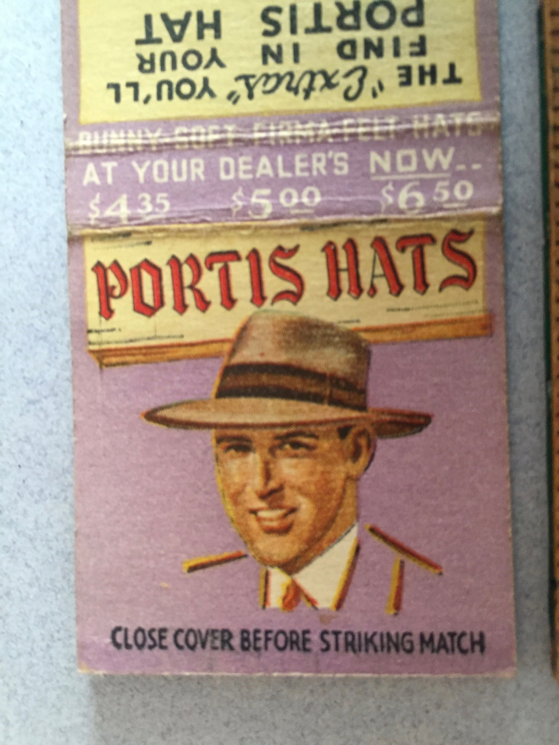 Portis Hats 1930's Art Ad Handsome Man 