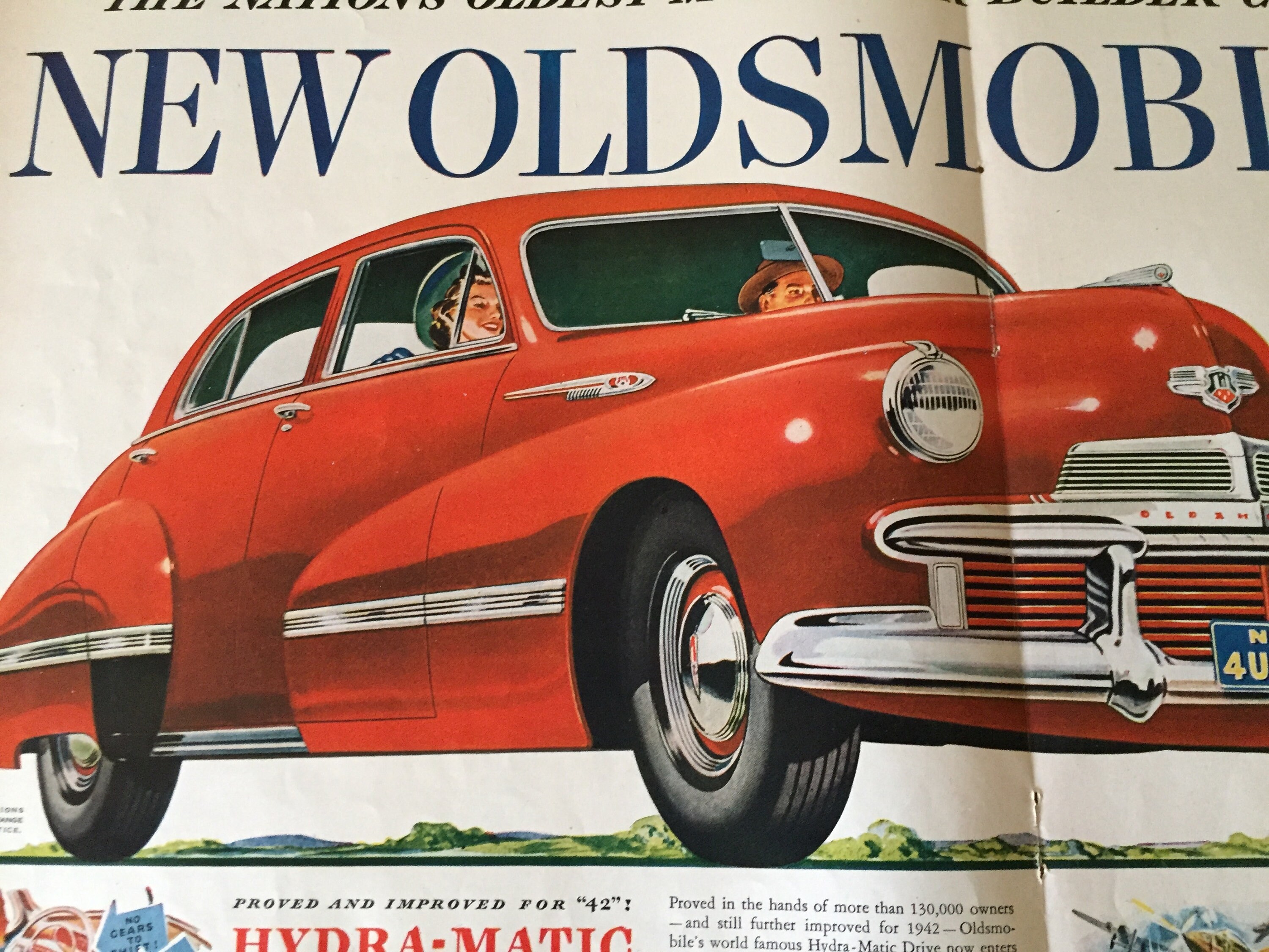Cherry Red Car Ad To Frame 1941 Oldsmobile Car Ad Car Etsy