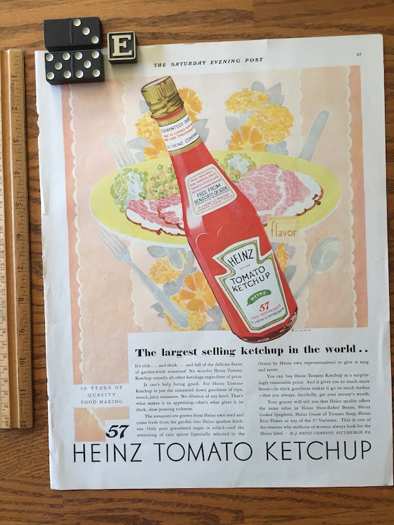 Heinz 57 Ketchup Ad Iconic 1920s Madison Avenue Advertisement 1920s Art  Deco Classic 1920s Ad Art E-13 - Etsy