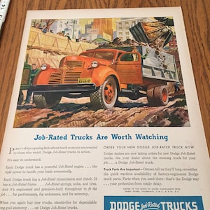 Old Dodge Truck Ad, 1945 Life Magazine Vintage Red Dodge Truck Advertisement to Frame, Truck Lover Retro Gift, Zero Waste Christmas AT45