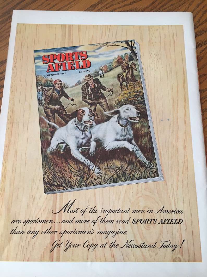 Fishing Trip /& Duck Hunting Set of 3 Ads for Sports Afield from Life Magazine 1947 All 3 to Frame Hunting Decor 1940/'s Hunting Dogs