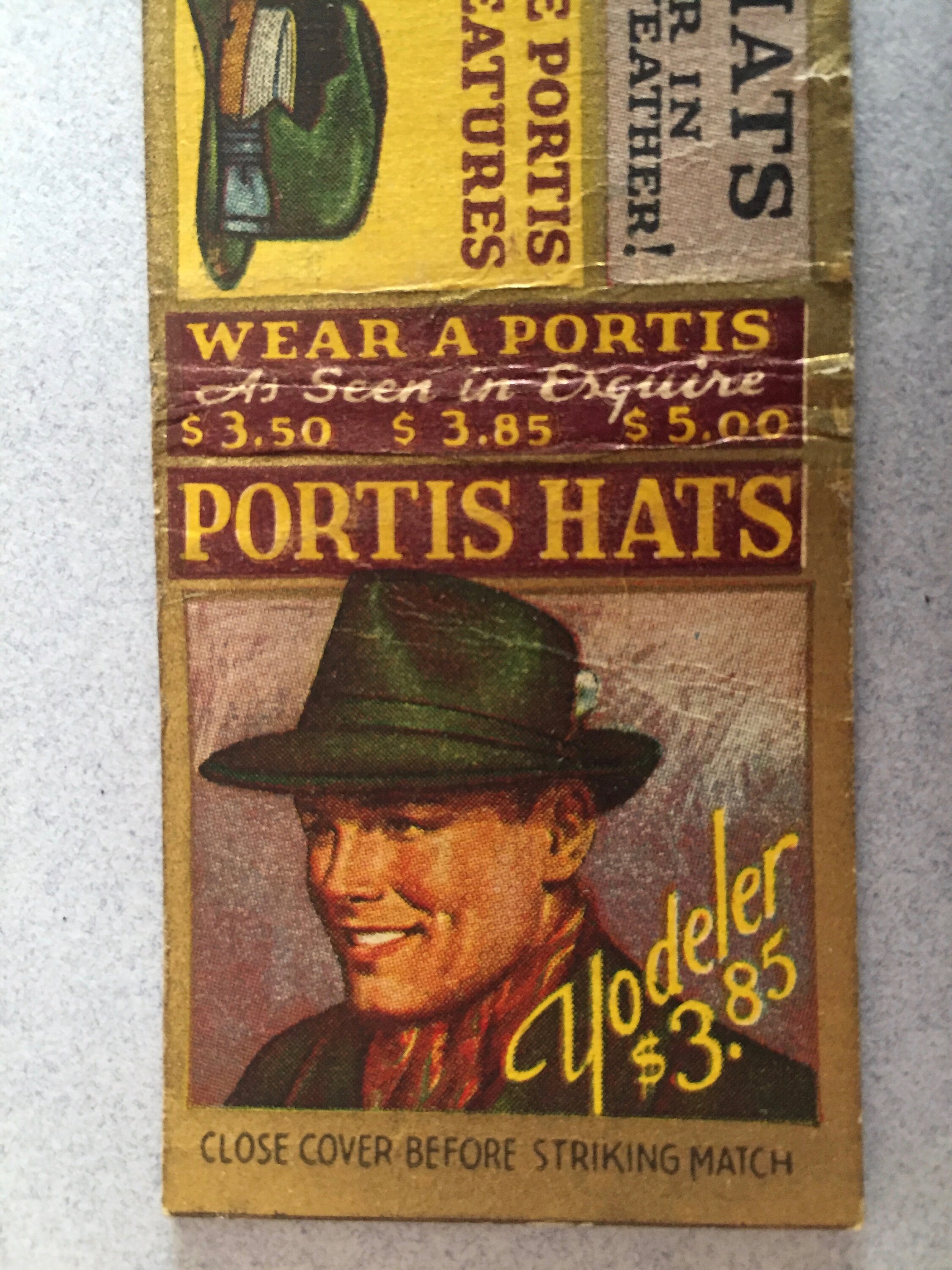 Portis Hats the Yodeler Hat 1930's 