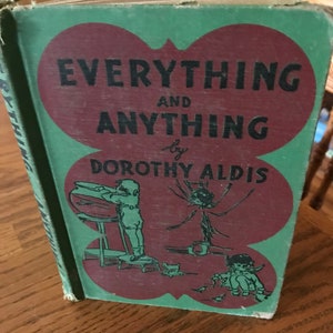 Old Shabby Sweet Red and Green Poetry Book &quot;Everything and Anything&quot; by Dorothy Aldis, 1927, Ex-School Copy, Poetry Decor Christmas Colors