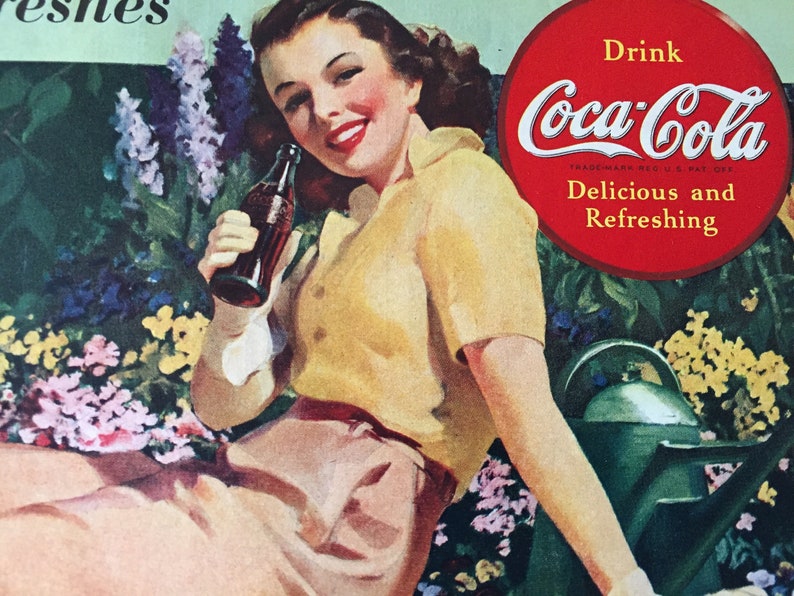 Zero Waste Gift: 1940s Coca Cola original Ad Not a Copy image 0