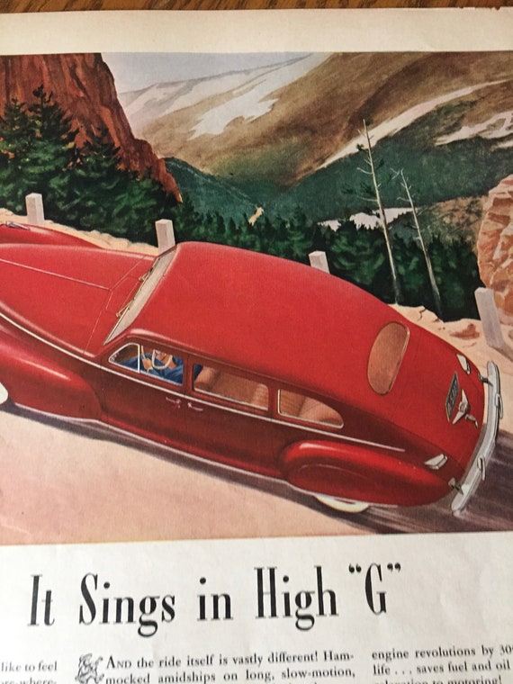1941 Red Lincoln Zephyr V12 Ad to Frame, Living Life on the Edge Moment,  Travel in a Car Mid Century, Classic Lincoln Zephyr, A9 - .de