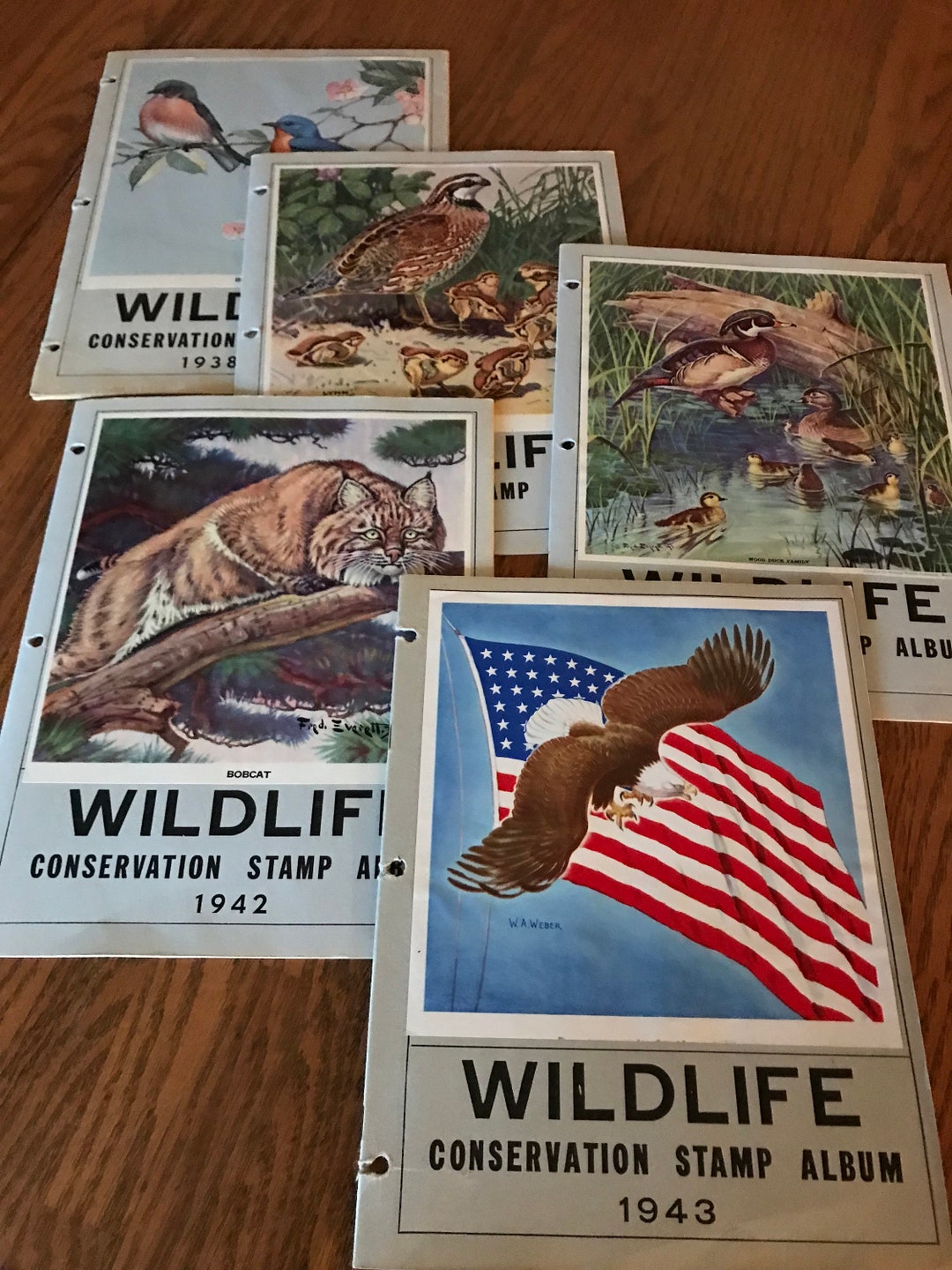 Wildlife Stamp Album, Retro Decor in Faux Leather Notebook, National Wildlife Federation