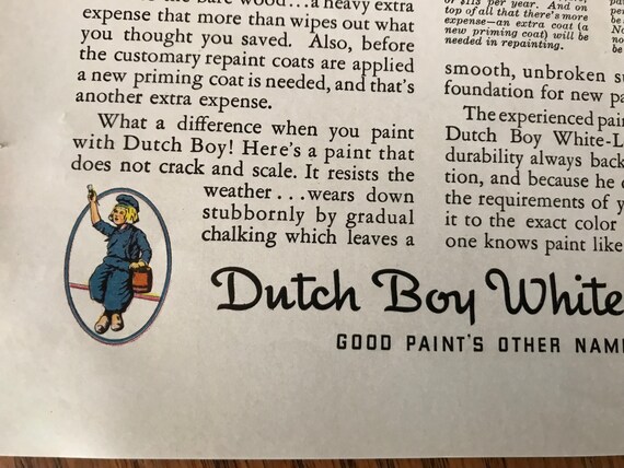 1930's Homes, Grouping 4 Original Vintage Ads for Dutch Boy