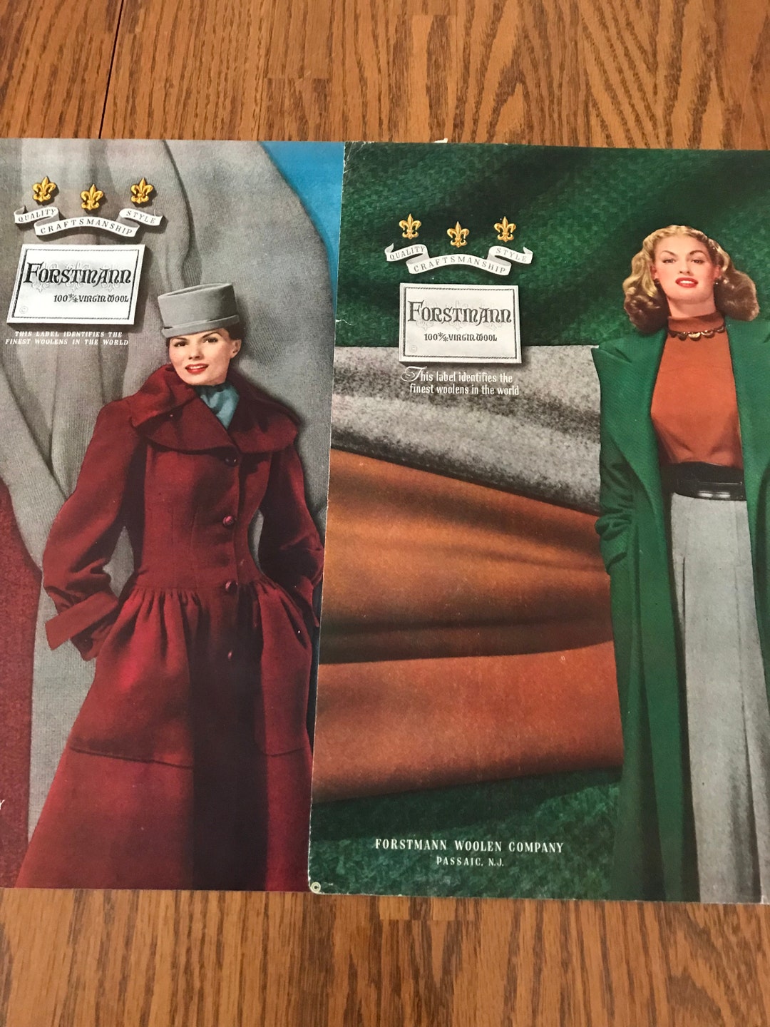2 Splendid FORSTMANN Wool Fashion Ads From the 1940's - Etsy
