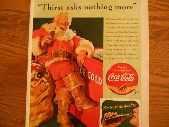 Coke Classique Père Noël Des Années 1940 Père Relaxant Avec Un Coca Cola Décor De Noël Originale Classique Père Ad Zéro Déchets Noël Decor à