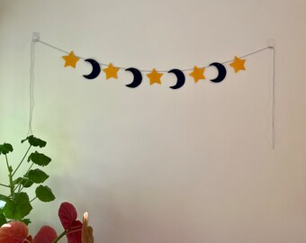 Felt Moon and Stars Garland / Solstice Banner