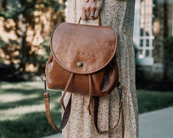 Brown Leather Backpack Purse for Women, Handmade Mini Backpack, Everyday Leather Rucksack Purse, City Backpack for Women, Small Backpack Bag