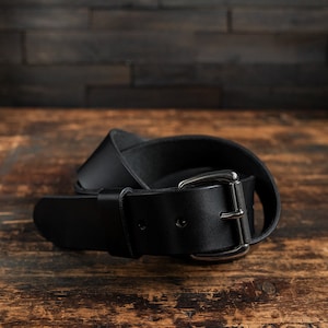 Leather Belt with Removable Buckle, 1.5&quot; Width, Black or Brown Leather, Silver or Gold Buckle, Handmade in USA, Custom Sizing