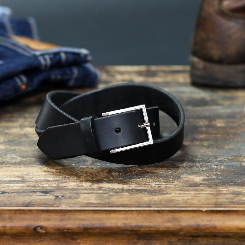 Full Grain Leather Dress Belt for Men Black metro Etsy