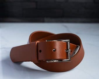 Tan Dress Belt, "Metro" Full Grain Leather Dress Belt, Handmade in USA, Best Quality Genuine Leather, Sturdy and Durable Belt for Men