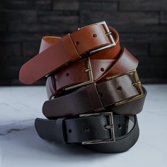 brown dress belt gold buckle 1.25