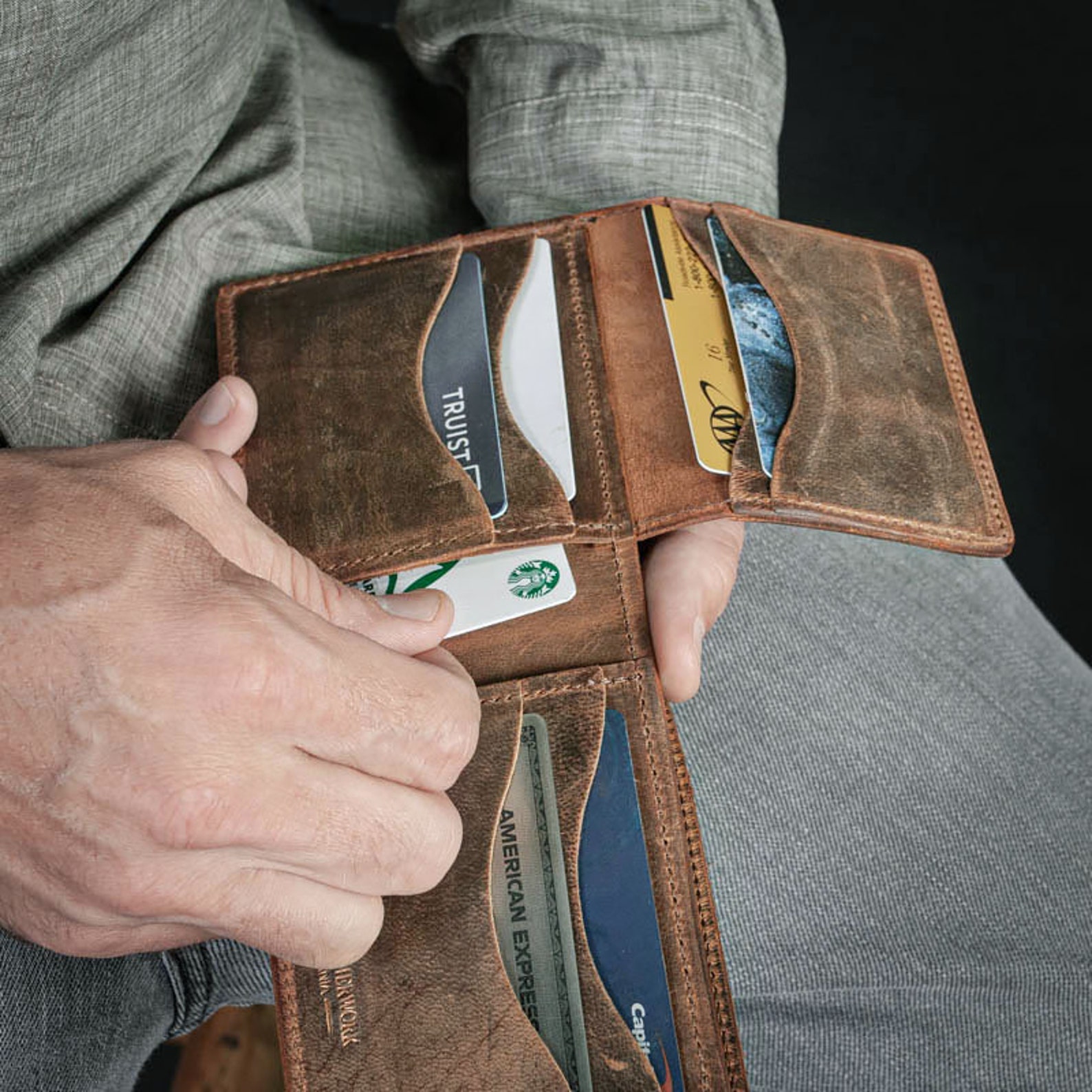 Men's Bifold Wallet With ID Window Anniversary Gift for Etsy