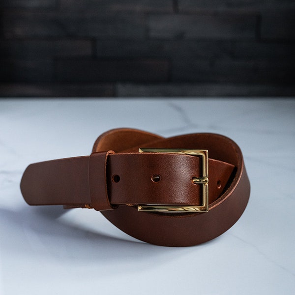 Chestnut Dress Belt, "Metro" Full Grain Leather Dress Belt, Handmade in USA, Best Quality Genuine Leather, Sturdy and Durable Belt for Men