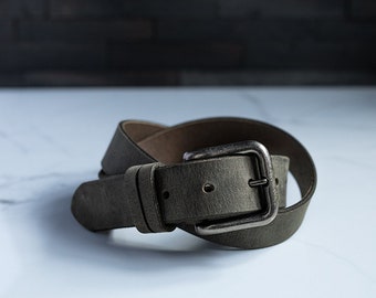 Full Grain Leather Belt, Casual Belt, Black "Freelance" Belt, Handmade Genuine Leather Belt, Made in USA, Anniversary Gift for Husband