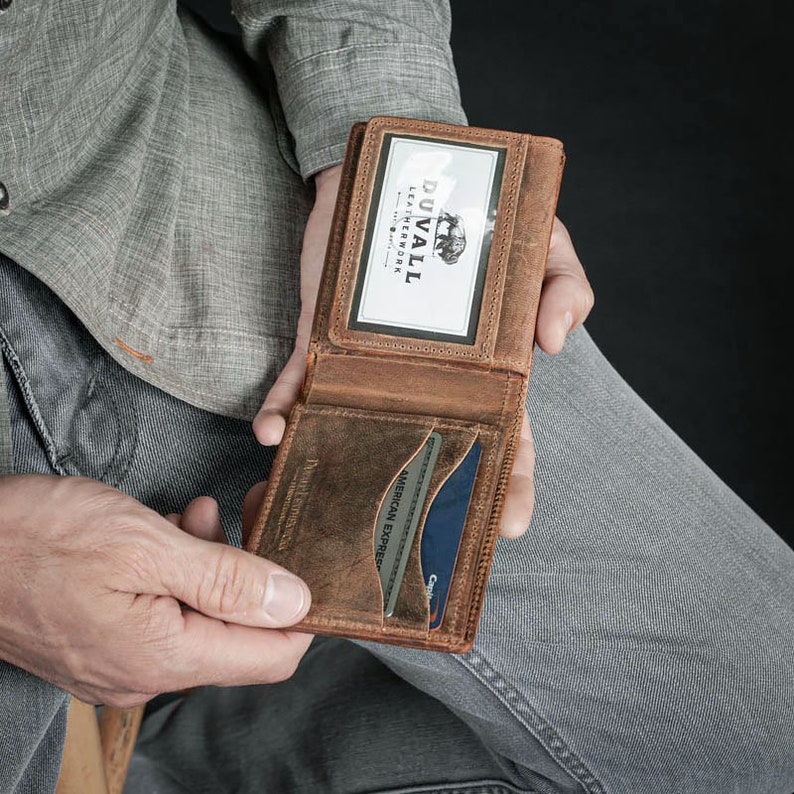Men's Bifold Wallet With ID Window Anniversary Gift for Etsy