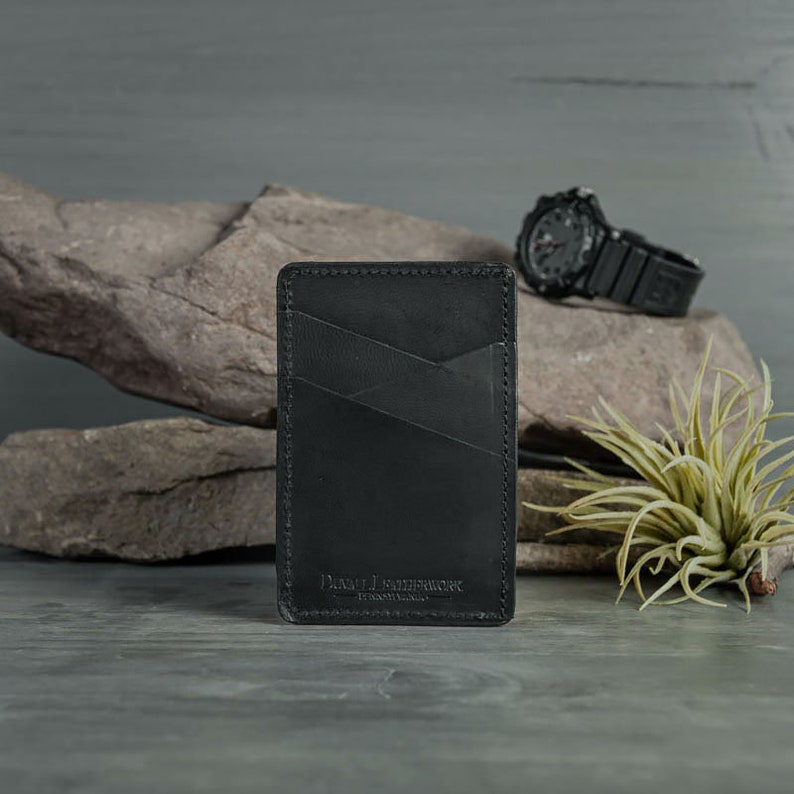 The Money Clip Wallet, Genuine Leather Slim Wallet, Minimalist Black Wallet, Anniversary Gift for Husband, Anniversay Gift Bild 4
