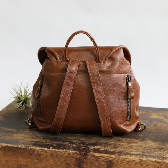 Brown leather rucksack clearance handbag