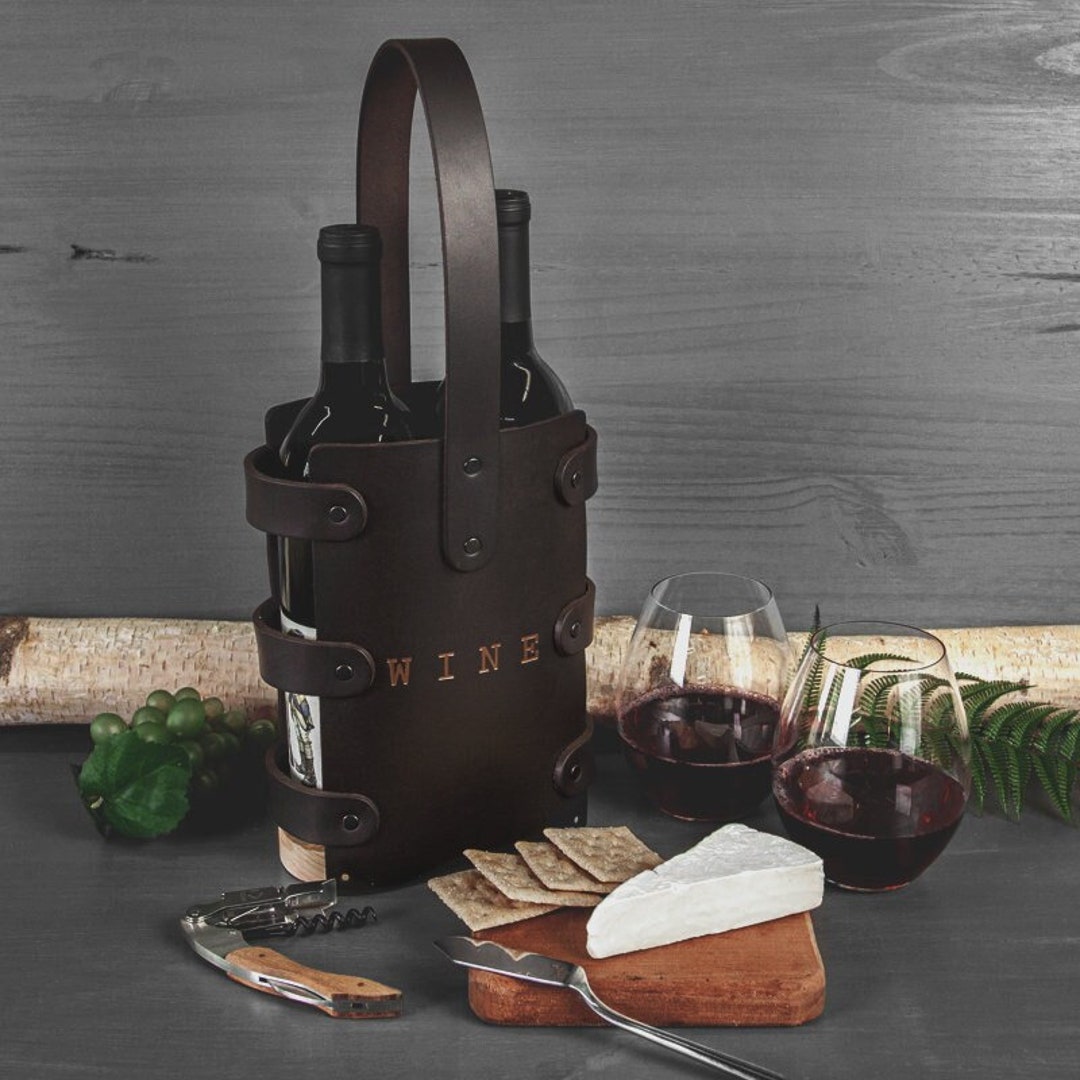 Leather Wine Carrier Wine Bottle Tote for Housewarming Gift - Etsy