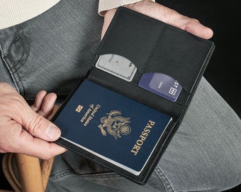Genuine Leather Passport Cover, Black Protective Passport Holder, Travel Wallet, Protective Passport Cover, Handmade Anniversary Gift
