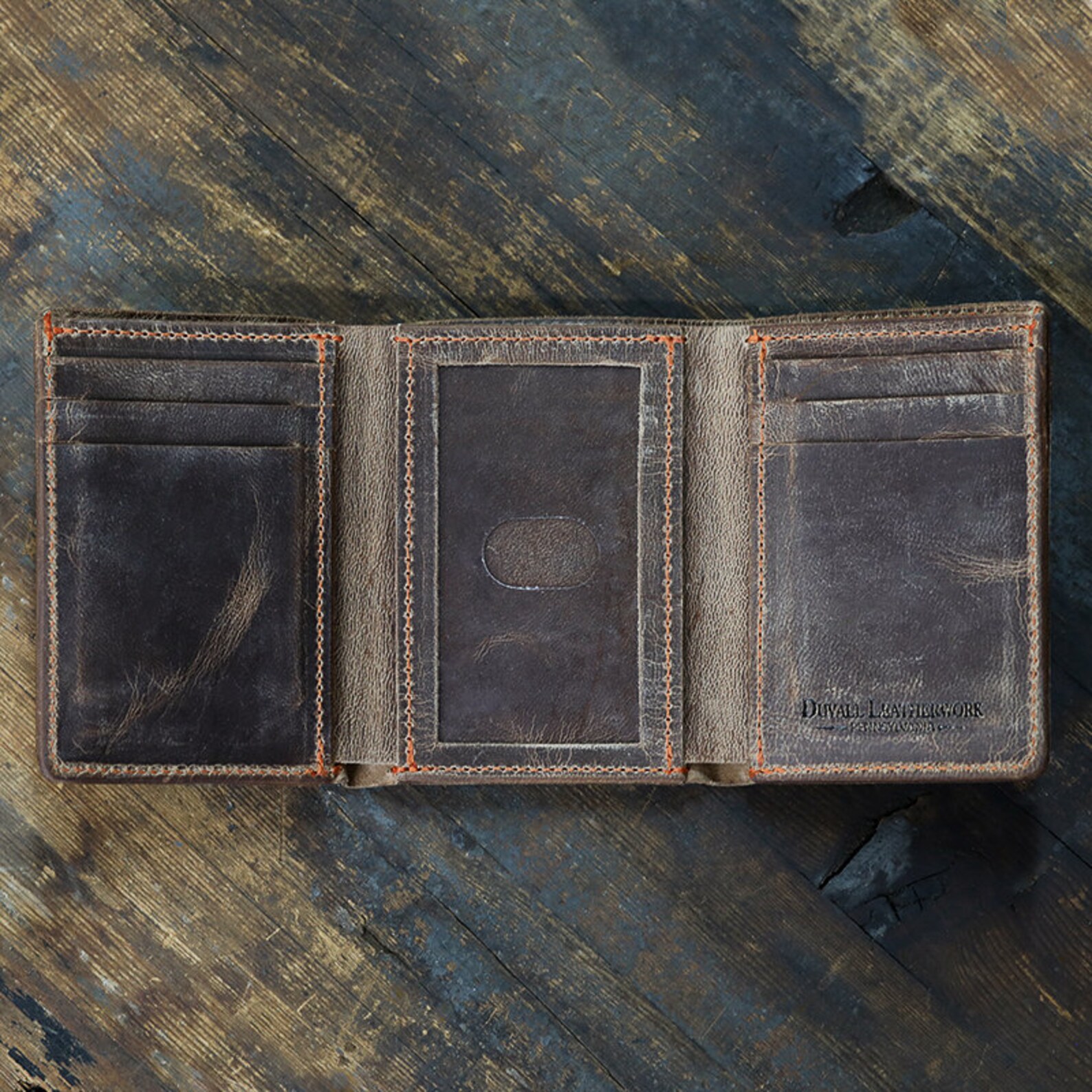 TriFold Wallet Vintage Brown Etsy